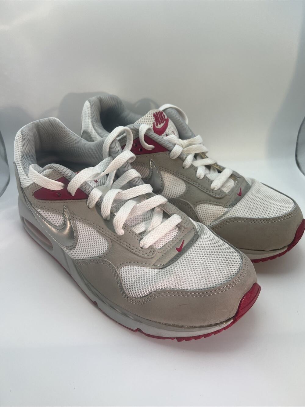 New Nike Women's Air Max Correlate Running Shoes White Fuchsia Gray/ Size 8.5